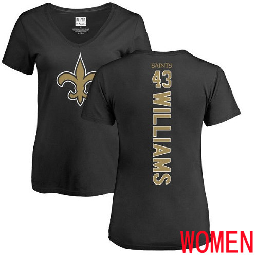 New Orleans Saints Black Women Marcus Williams Backer Slim Fit NFL Football #43 T Shirt